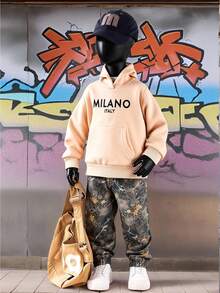 Baby Girls' Casual Knit Hoodie Sweatshirt And Printed Straight Leg Pants Set - Multicolor - View 7