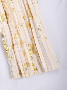 Franclia 大码女式常规法式褶裥金箔长裤，春秋季 - 杏色 - 查看 4