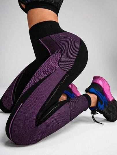 Innovista Seamless Women Black Light Purple Textured Sport Leggings High-Waisted Tummy Control Squat Proof Breathable For Outdoor Yoga Indoor Cycling Boxing Running Commute Peloton Australian Open 2026 New Year Fitness Glow Up January Gym Motivation Valentine Essentials Active Lifestyle Wear Gym Women Sets Sports Women Sets