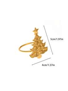 Cirelle 5 件圣诞金属圣诞树雪餐巾扣，酒店餐桌餐巾环 - 彩色 - 查看 4