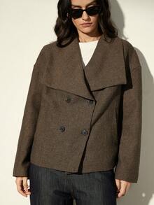 Aveloria Modichic Fashionable Design Sense Casual Turndown Collar Double-Breasted Short Coat Jacket - Multicolor - View 4