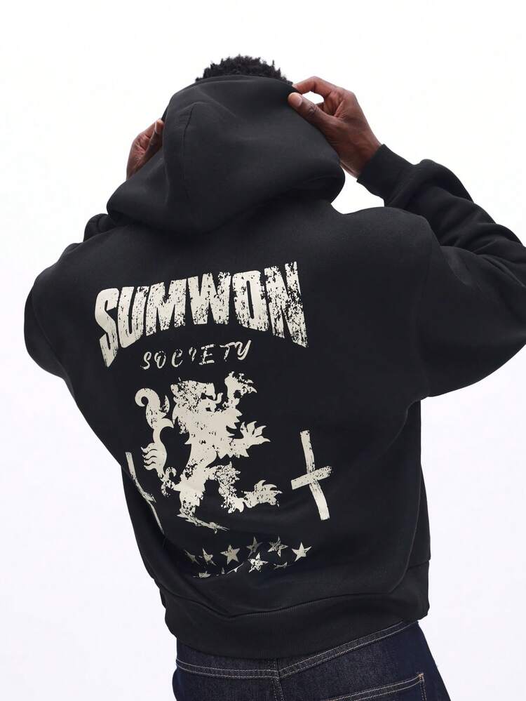 Hoodie mit Gesellschaftsgrafikprint