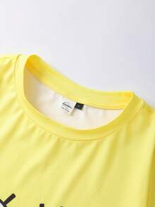 SpongeBob SquarePants | SHEIN Women's Cute Cartoon Pattern Loose Fit Batwing Top And Shorts Pajama Set, Summer