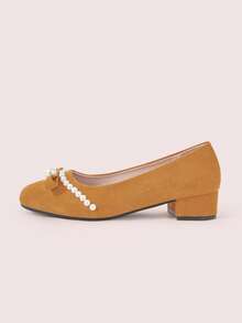 CUCCOO DOLLMOD Women's Elegant Commuting Pumps With Pearl Decoration For Christmas - Yellow - View 7