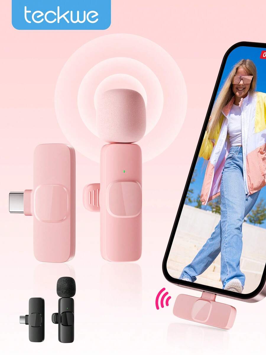 Teckwe Wireless Lavalier Microphone For Smartphone – Plug-Play Omnidirectional Clip-On Mic – Perfect For Podcast, Vlogging, Interviews, Teaching & Video Recording - Multi-size - View 1