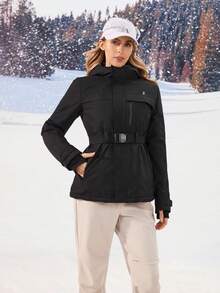 OutZeal 女士滑雪夹克 户外夹克 黑色 冬季滑雪 露营 保暖 绗缝 防风 防水 户外上衣 - 黑色 - 查看 7