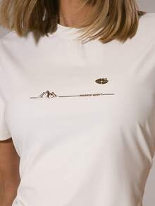 Musera Sport قميص رياضي فضفاض مطبوع برسومات رياضية، ملابس رياضية شتوية لرياضة البادل، ملابس رياضية للجيم والتمارين والاستكشاف - أبيض - مشاهدة 6