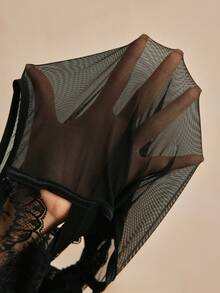 Charlaine 女士花卉蕾丝镂空腰部吊带连体衣 - 黑色 - 查看 8