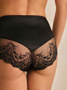 Charlaine Women's Elastic Waist Contrast Lace Bikini Briefs