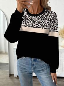 EMERY ROSE Printed Fashionable Bestselling Women's Drop Shoulder Crew Neck Sweatshirt - Multicolor - View 3