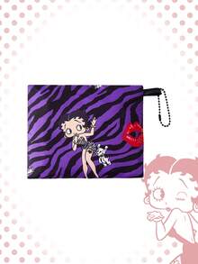 Betty Boop | ROMWE Große faltbare Einkaufstasche mit Münzbeutel, tragbare Einkaufstasche - Violett - Übersicht 2