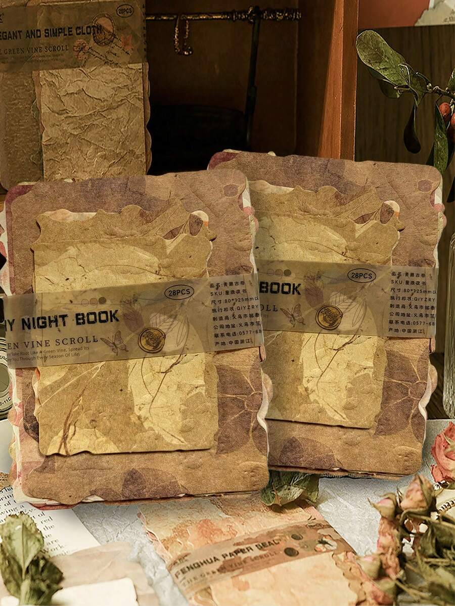 28pcs/Pack Natural Wood Grain Mixed Material Decorative Background Material Paper - Multicolor - View 1