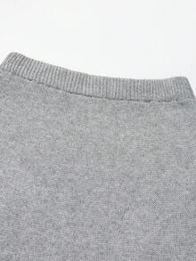 Franclia 秋冬新款宽松百搭3D立体花卉圆领无袖针织背心搭配A字针织中长裙女装两件套