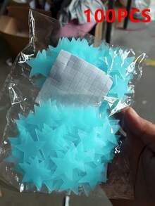 100pcs Glow-In-The-Dark Star Wall Stickers - Self-Adhesive, Space-Themed Decor For Bedroom, Living Room, Ceiling | Ideal For Parties & Events, Party Wall Decor|Glowing Star Decor|Reusable Wall Stickers, Star Decorations The Colorful Luminous Star And Moon Set Can Be Freely Pasted Together, And The Three-Dimensional Wall Stickers Are Glowing Stars