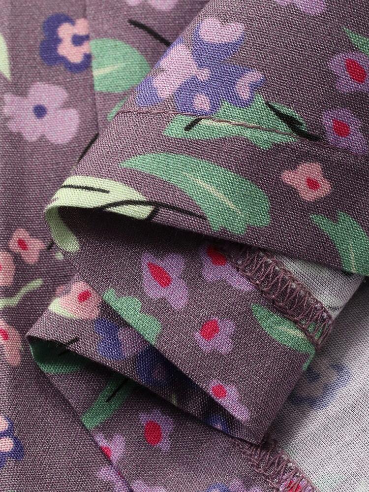 Floral & Plant Print Loose Women Pajama Bottoms