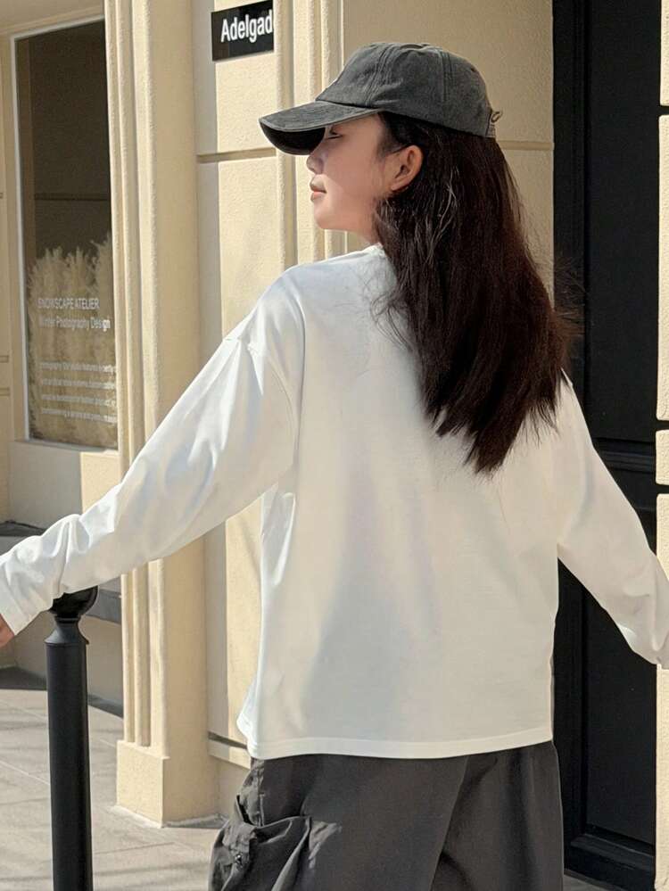 Tween Girls Crew Neck Printed Long Sleeve Knit T-Shirt, Fall