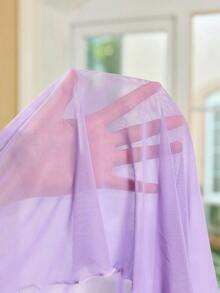 女士性感娃娃装内衣连衣裙，带网状花卉装饰、前系带和丁字裤 - 淡紫色 - 查看 6