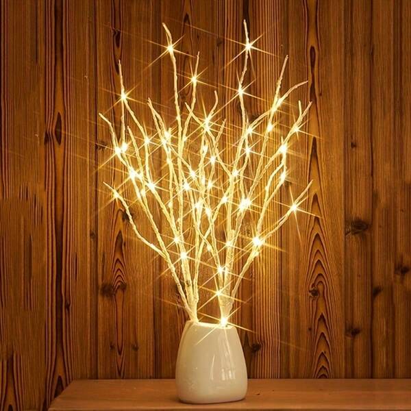 1pc 20led Luminous White Simulated Tree Branch Light,Nordic Style, Birch Branch DesignArtificial Branch Light Powered By Battery,Indoor Room Desktop Decoration Fairy Night Lights With Branch Design,Christmas Interior Home Decor Lights,Suggest Purchasing Multiple Units