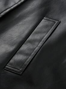 INAWLY Women's Fashionable Versatile Thick PU Jacket, Winter - Black - View 7