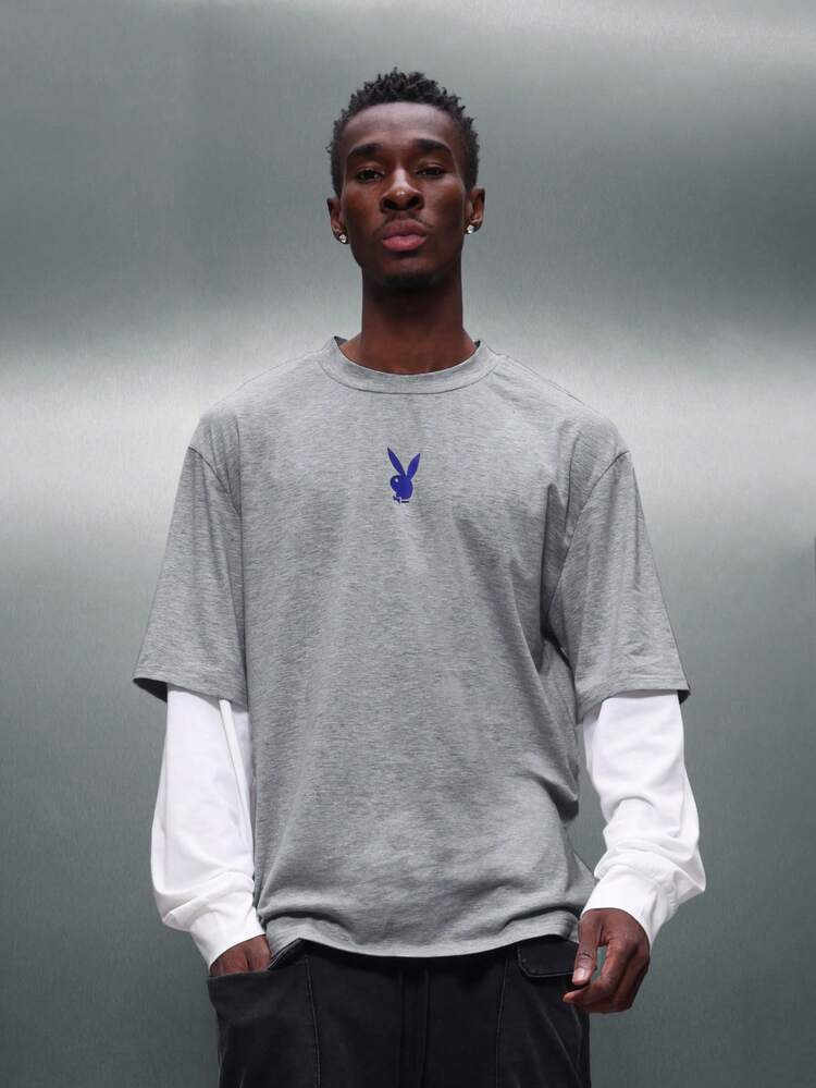 PLAYBOY X SUMWON Layered Crew Neck T-Shirt With Back Print