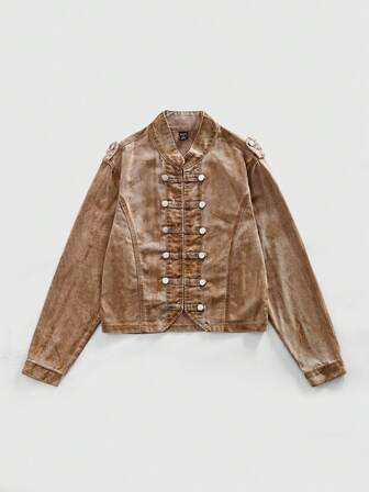 Street Life Men's KPOP Autumn Double-Breasted Casual Punk Retro Denim Jacket