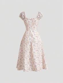 SHEIN MOD Ditsy Floral Print Ruched Bust Split Thigh Dress - Multicolor - View 2