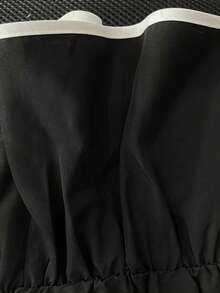 Franclia 大码女式优雅蝴蝶结袖口长袖衬衫，不对称下摆设计，百搭叠穿单品，适合办公和休闲场合穿着。 - 黑色 - 查看 5