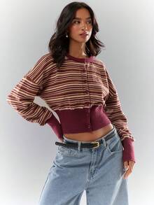 Glamine Cardigan court à épaules tombantes pour femmes, automne/hiver, hiver pour femmes, pulls femme, cardigans courts, hauts en tricot, cardigans femme