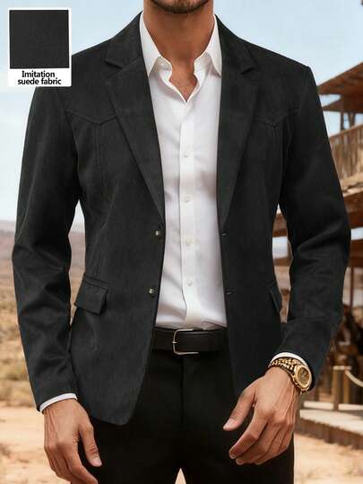 Manfinity Nomadique Chaqueta casual de hombre con cuello de ante, otoño/invierno