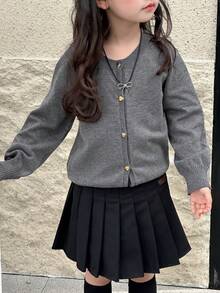 DAZY Young Girl Fall/Winter New Loose Gray Cardigan Sweater For Girls - Grey - View 2