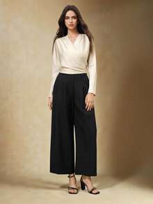 BizChic 2025秋冬新款香槟色褶皱女式衬衫，现代优雅都市通勤日常浪漫休闲90年代圣诞节新年、感恩节派对、海滩毕业典礼等场合时尚百搭，适合婚礼宾客、主人、约会、派对、音乐会、早午餐、机场等多种场合。 - 白色 - 查看 2