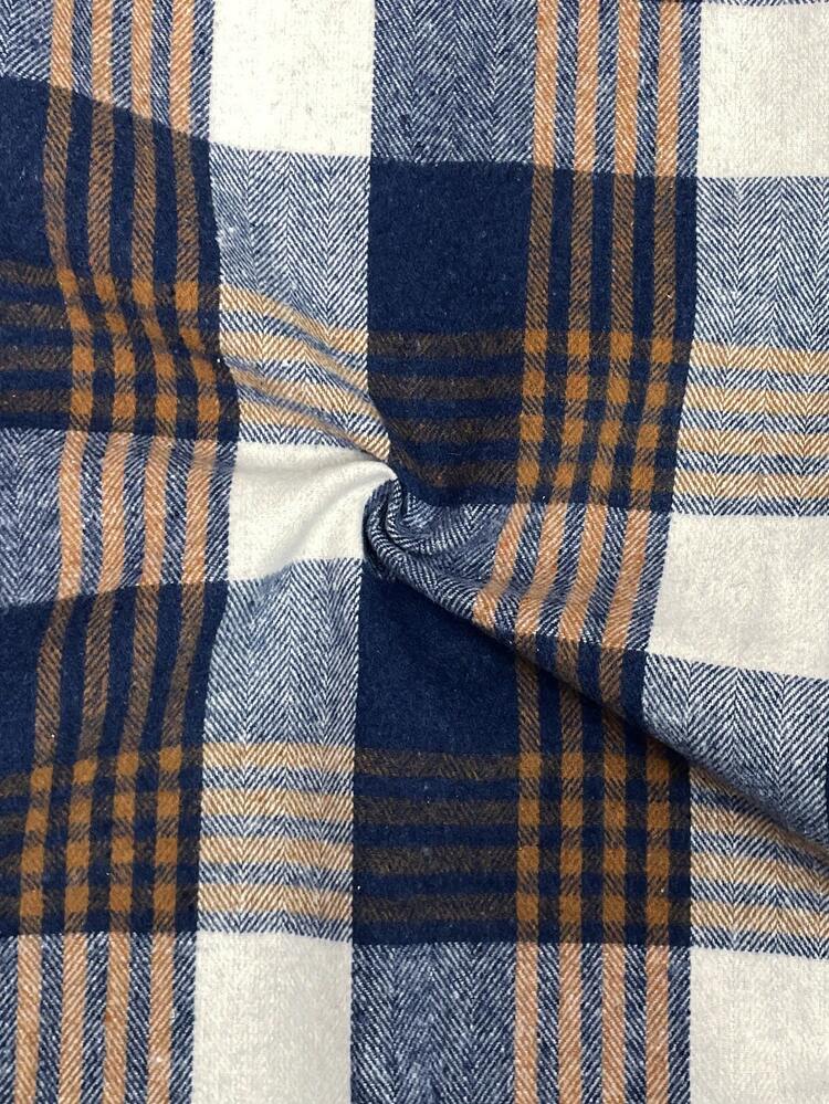 EMERY ROSE Women's Plaid Poncho Sleeve Elegant Loose Woolen Coat, Autumn/Winter,Fall,Fall Clothes For Women,Women's Winter Clothes - Blue - View 7