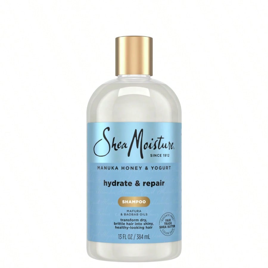 Shein Women's White Shea Moisture Manuka Honey And Yoghurt Hydrate And Repair Shampoo, 384 Ml – Shampoo, Hydrating, For Dry Hair, Honey And Yogurt, Manuka Honey, Suitable For Daily Hair Wash
