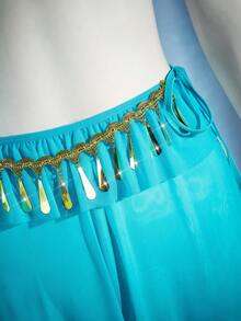 SHEIN Conjunto de 5 piezas: Pantalones de linterna exóticos, estilo de bailarina de Asia occidental princesa Jazmín - Azul - Ver 8