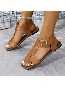 Women Flat Sandals - 棕色 - 查看 2