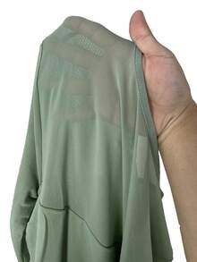 Silquee Women's Solid Color Round Neck Raglan Sleeve Ruched Fashionable Sheer Dress - Mint Green - View 7