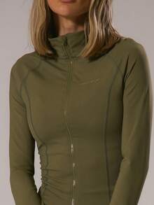 Musera Sport Áo khoác thể thao ôm sát Sport Slinky BBL (chỉ áo) - Áo thun thể thao mùa đông năng động, tập gym, tập luyện, mặc nhà, chơi padel, thể dục - xanh quân đội - Xem 2