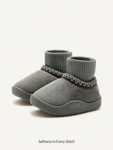 Cozy Pixies Autumn/Winter All-Match Casual Fashion Versatile Plush Thickened Warm Cute Soft Baby Snow Boots, Ankle Boots, Slippers - Army Green - View 2