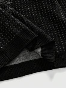 ROMWE MEN Goth 男士十字图案圆领宽松休闲毛衣 - 黑色 - 查看 5
