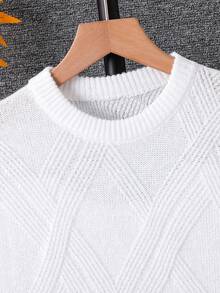 Tweenboy Casual Christmas Green Textured Crew Neck Sweater, Suitable For Winter, School And Travel