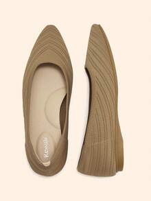 Ressula Women's Casual Versatile Commuting Simple Solid Color Flats - Apricot - View 5