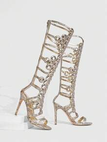 CUCCOO SZL 女士时尚性感通勤及派对设计高跟凉鞋 - 香檳色 - 查看 6