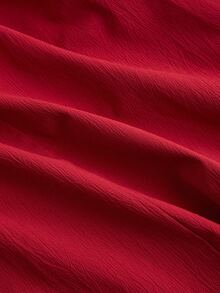 SHEIN MOD 红色裹身式褶皱露背超大蝴蝶结前短后长连衣裙，新年夜装扮，优雅女士连衣裙，派对女士装扮，蝴蝶结服饰，红色女士连衣裙，红色正式礼服，节日女士装扮，红色长裙，性感红色连衣裙 - 紅色 - 查看 4