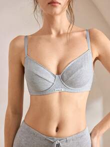 Ocili 1 Áo ngực không gọng, đệm nhẹ, chất liệu cao cấp, có đệm lót bên hông dành cho nữ - Xám - Xem 4