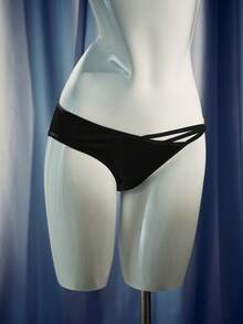 MidnightGlam 1pc Women's Metallic Butterfly Side Thong Panty