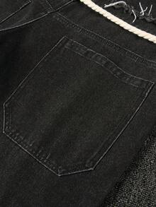 Manfinity EMRG Quần jean ống đứng dáng rộng cạp cao thời trang nam - màu đen - Xem 6