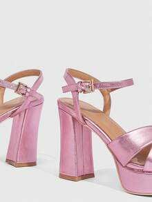 CUCCOO SZL Women's Casual Solid Color Thick Heel Platform Sandals For Christmas