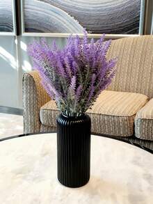 1个陶瓷外观塑料复合花瓶，不易碎，高7.8英寸，简约桌面花瓶，可插干花，适用于蒲苇草装饰和人造花，波西米亚风格，适合婚礼宴会餐桌装饰、家居装饰、花瓶、中心摆件、餐桌装饰、秋季装饰 - 黑色 - 查看 7