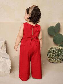 Travachic KIDS Babygirl Summer Cute Ruffle Sleeveless Top And Pants Set - Red - View 1