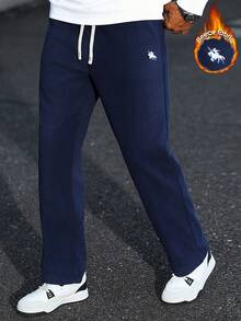 Manfinity CasualCool 男士藏蓝色抓绒休闲裤，冬季款 - 藏蓝色 - 查看 5